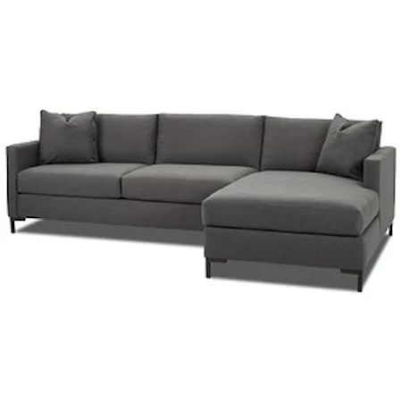 Modern Two Piece Sectional Sofa with Metal Legs and RAF Chaise